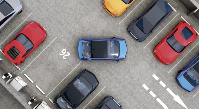 Aerial view of parking lot
